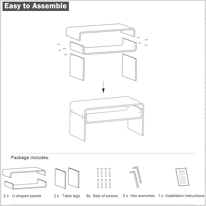 2-Tier Acrylic Coffee Table, Side End Table with Storage Shelf, Modern Center Table for Living Room, Office, Bedroom, Home Small Space, Easy Assembly (Clear)