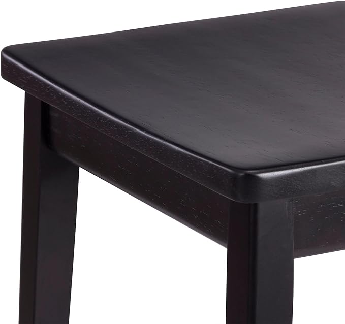 Plank+Beam Smythe Bar Stool, 30", Set of 2, Sturdy Wood Modern Kitchen Bar Height Stool, Saddle Seat Backless Counter Chair, Metal Footrest, Black