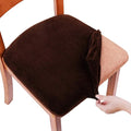 Smiry Velvet Seat Covers for Dining Room Chair Set of 4, Stretch Fit Removable Washable Chair Seat Cushion Protector Slipcovers with Ties, Coffee