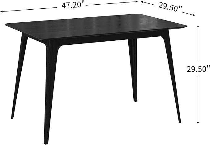 Christopher Knight Home Bengi Mid - Century Modern Dining Table for 4 People, Rubberwood Kitchen Table with Faux Wood Tabletop, Compact Rectangular Dinner Furniture for Dining Room, Black