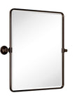 TEHOME 20x24'' Oil Rubbed Bronze Pivot Bathroom Vanity Mirror 24x20'' Metal Framed Dark Bronze Rectangle Tilting Beveled Vanity Mirrors for Wall