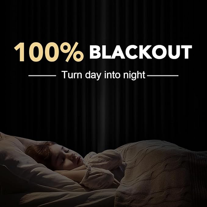 H.VERSAILTEX Linen Curtains 100% Blackout Curtains for Bedroom 63 inch Long Full Light Blocking Nature Linen Blended Window Curtains for Living Room Nickel Grommet (2 Panels, Heathered Natural)