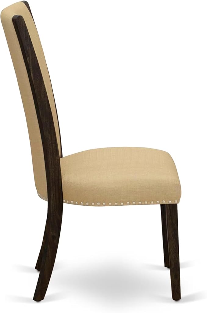 East West Furniture V797VE703-7 7 Piece Kitchen Table & Chairs Set Consist of a Rectangle Dining Room Table with V-Legs and 6 Brown Linen Fabric Upholstered Chairs, 40x72 Inch, Multi-Color