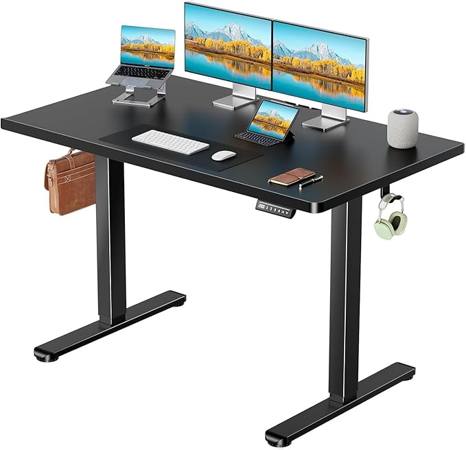 Marsail Electric Standing Desk with One-Piece Desktop,48 x 30 inch Height Adjustable Office Gaming Computer Desk with Deeper Tabletop,Home Office Stand up Desk with 4 Memory Presets, Desk for Bedroom