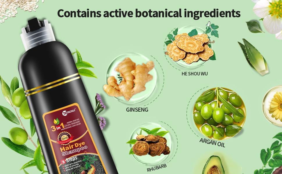 2 Pack Hair Dye shampoo, Leorx 3 In 1 Brown Color Shampoo Hair Dye For Refresh Hair Instant Herbal Coloring Shampoo For Women&Men - Tintes Para El Cabello Profesional