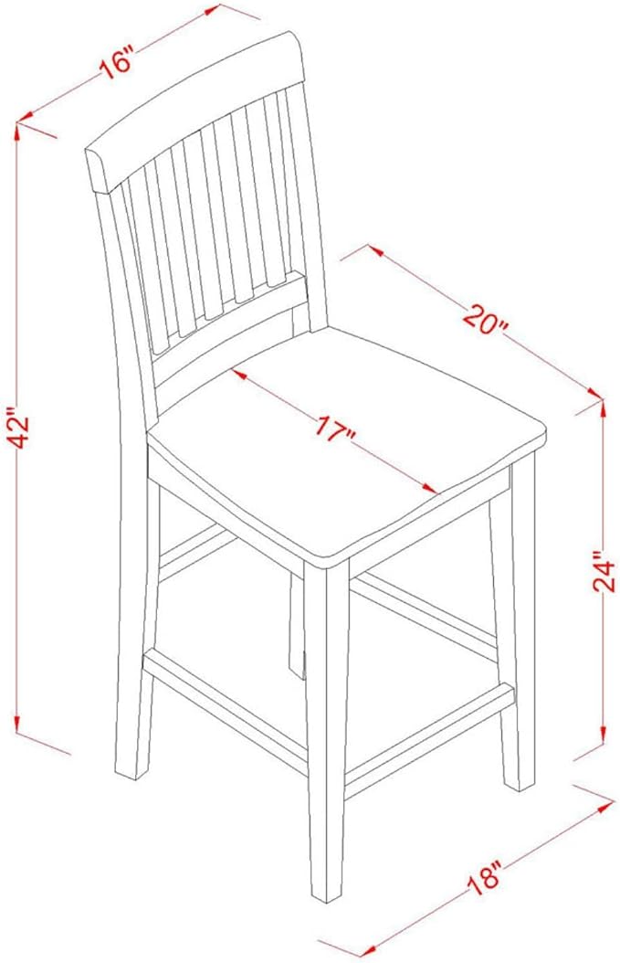 East West Furniture EDVN3-WHI-W 3 Piece Counter Height Dining Table Set Contains a Round Wooden Table with Pedestal and 2 Kitchen Dining Chairs, 30x30 Inch, Buttermilk & Cherry