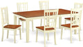East West Furniture QUNI7-WHI-W 7 Piece Kitchen Table Set Consist of a Rectangle Dining Table with Butterfly Leaf and 6 Dining Chairs, 40x78 Inch, Buttermilk & Cherry