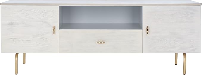 SAFAVIEH Genevieve TV Stand for up to 65" Flatscreen – Grey & White Washed Finish, Mid-Century Modern Storage Cabinet, Entertainment Media Console (MED5000E)
