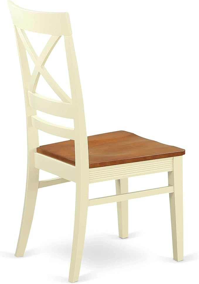 East West Furniture DOQU5-WHI-W 5 Piece Dining Room Table Set Includes a Rectangle Kitchen Table with Butterfly Leaf and 4 Dining Chairs, 42x78 Inch, Buttermilk & Cherry