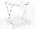 LIKENOW Furniture Acrylic Rectangular Tray Table with 2-Tier Storage,Clear,Modern,Assemble,20x18inch,High 24 Inch,16.5 LBS