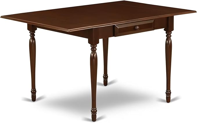 East West Furniture MZDO5-MAH-W 5 Piece Dining Room Table Set Includes a Rectangle Kitchen Table with Dropleaf and 4 Dining Chairs, 36x54 Inch, Mahogany