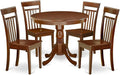 East West Furniture ANCA5-MAH-W 5 Piece Dining Table Set for 4 Includes a Round Kitchen Table with Pedestal and 4 Faux Leather Dining Room Chairs, 36x36 Inch, Mahogany