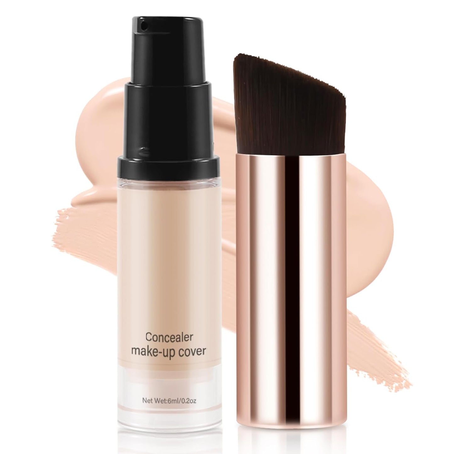 2pcs Liquid Concealer Set with Brush,Full Cover,Concealer Wand with Matte Finish,Corrects，Covers，Long Wear Up to 24hr
