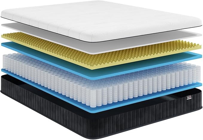 Double Mattress,12 Inch Full Size Hybrid Mattresses, Full Bed Matress in a Box, Pressure Relief & Fiberglass Free, Firm Mattress Double Size