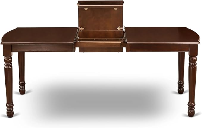 East West Furniture DODA7-MAH-32 7 Piece Dinette Set Includes a Rectangle Dining Table with Butterfly Leaf and 6 Polyester Fabric Upholstered Chairs, 42x78 Inch, Mahogany