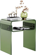 Clear Acrylic End Table 2-Tier Bedside Nightstand for Living Room Bedroom (1, Green)