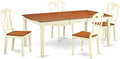 East West Furniture DOKE5-WHI-W 5 Piece Dining Room Furniture Set Includes a Rectangle Kitchen Table with Butterfly Leaf and 4 Dining Chairs, 42x78 Inch, Buttermilk & Cherry