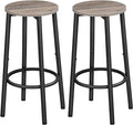 HOOBRO Bar Stools, Set of 2 Bar Chairs, Kitchen Round Height Stools with Footrest, Breakfast Barstools, Sturdy Steel Frame, for Dining Room, Kitchen, Party, Easy Assembly, Greige BG03BY01