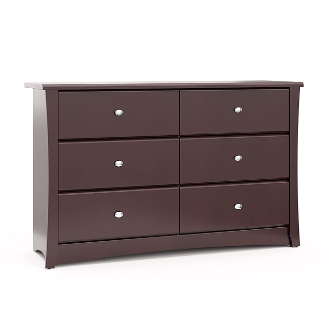 Storkcraft Crescent 6 Drawer Bedroom Dresser (Espresso) – GREENGUARD Gold Certified Dresser for Kids Bedroom