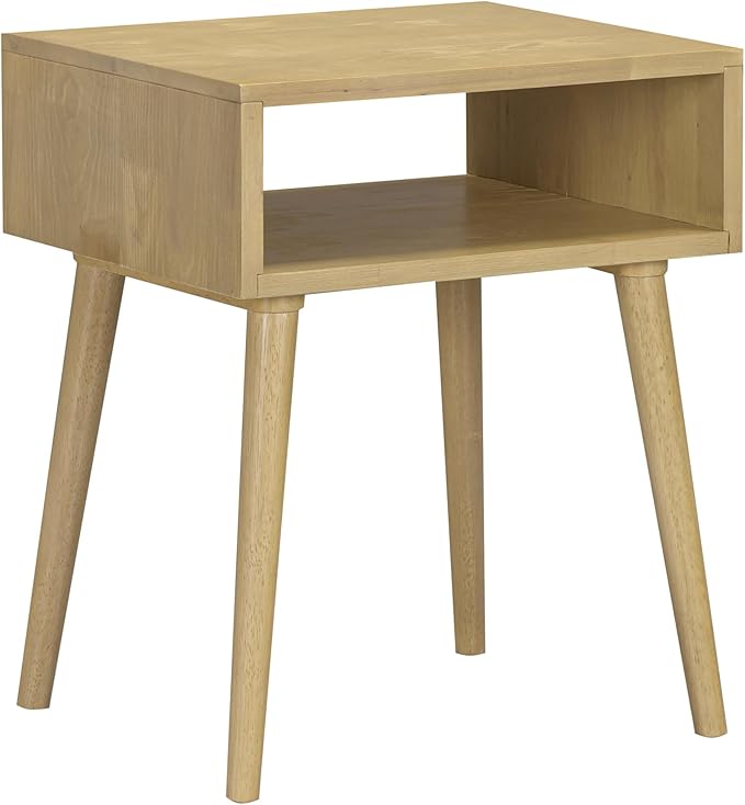 NTC Zoe Solid Wood Nightstand, Mid Century Modern Side Table Bedroom, Bedside Furniture, Night Stand, End Table, Easy Assembly - Sand