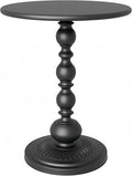 Metal Small End Table,Vintage Matte Black Round Side Table Nightstand for Bedside or Sofa,Small Accent Pedestal Table for Living Room Corners Bedroom Patio and bar (Matte Black)