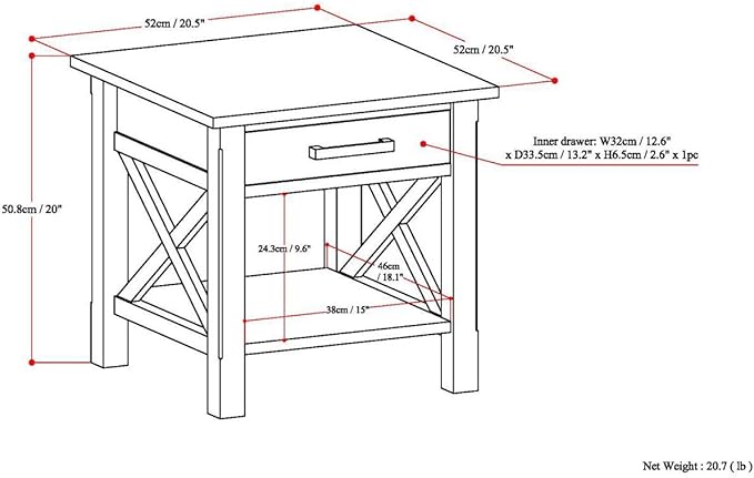 SIMPLIHOME Kitchener SOLID WOOD 21 inch Wide Square Contemporary End Table in White for the Living Room and Bedroom
