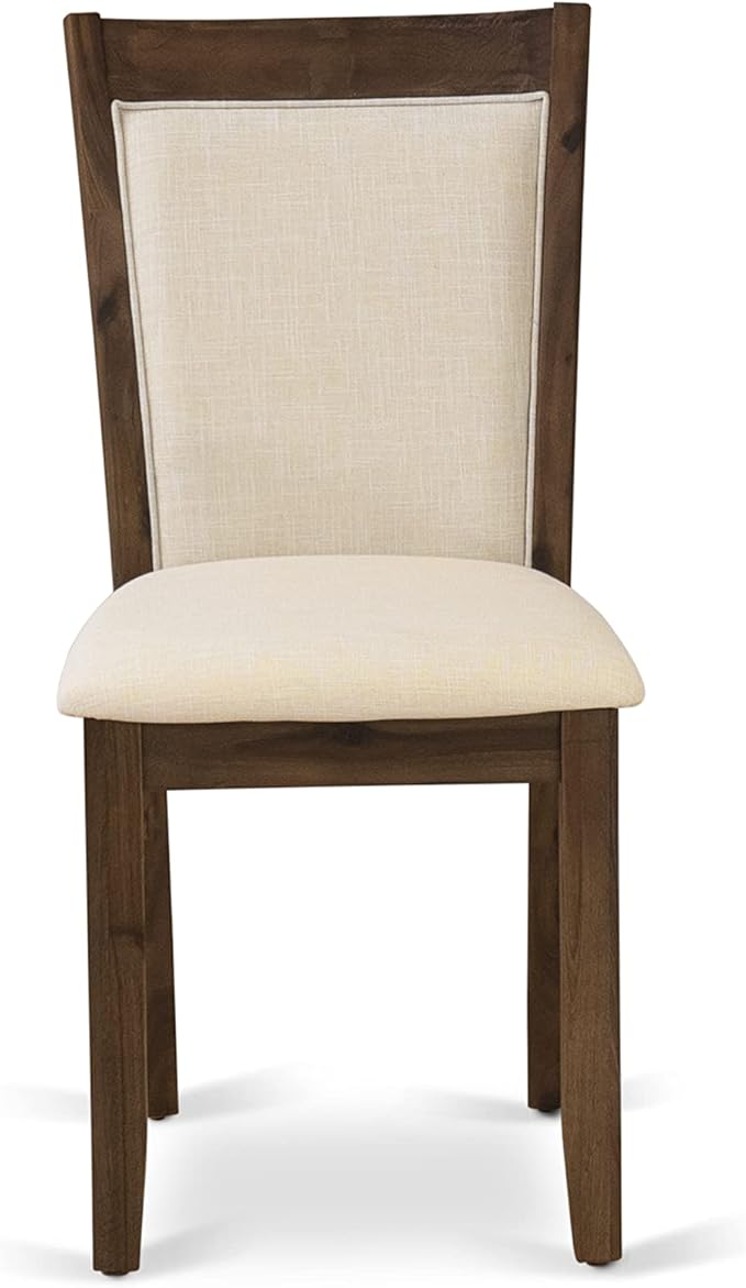 East West Furniture X727MZN32-5 5 Piece Dining Room Furniture Set Includes a Rectangle Dining Table with X-Legs and 4 Light Beige Linen Fabric Upholstered Chairs, 40x72 Inch, Multi-Color