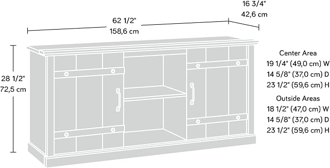 Sauder Entertainment Credenza, Pebble Pine Finish