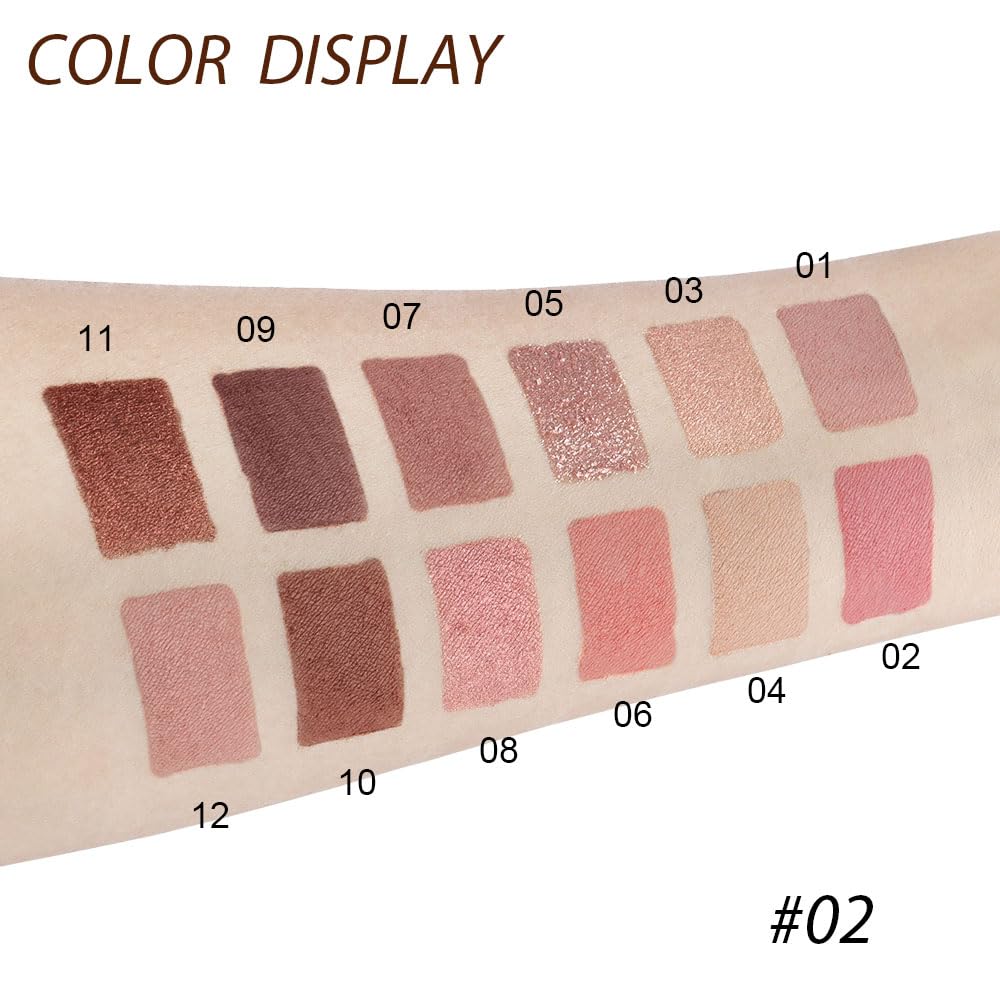 12 Girds Colorful Matte Shimmer Eyeshadow Palette for Eye Makeup,High Pigmented Eye Shadow Primers Powder Palet de sombras de ojos 12-B