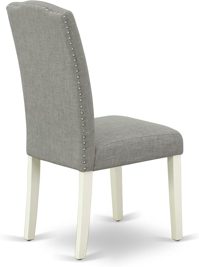 East West Furniture V077EN206-7 7 Piece Dining Room Furniture Set Consist of a Rectangle Dining Table with V-Legs and 6 Dark Shitake Linen Fabric Parsons Chairs, 40x72 Inch, Multi-Color