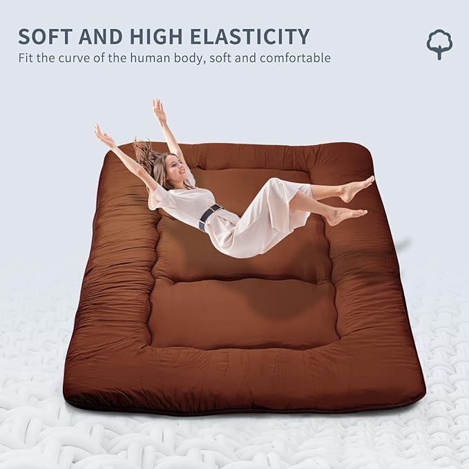 Japanese Floor Mattress,Roll Up Memory Foam Tatami Mat Easy to Store and Portable,Futon Mattress Suitable for Camping and Guest Room (Carbon, Full (80" X 47"))