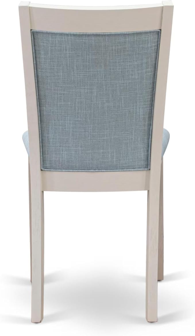 East West Furniture V097MZ015-5 5 Piece Kitchen Table Set for 4 Includes a Rectangle Dining Table with V-Legs and 4 Baby Blue Linen Fabric Parson Dining Chairs, 40x72 Inch, Multi-Color