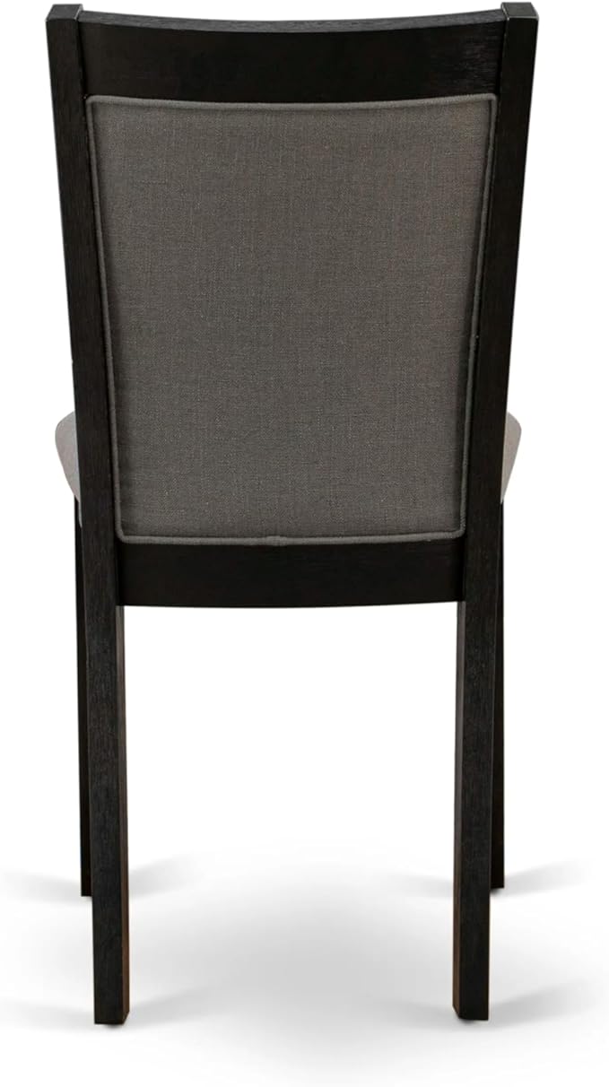 X12MZ-006-50 - 13-piece Dining Room Table Set a Rectangular Kitchen Table and 12 Dark Gotham Grey Linen Fabric Dining Chair, 39x120 Inch, Wire Brushed Black