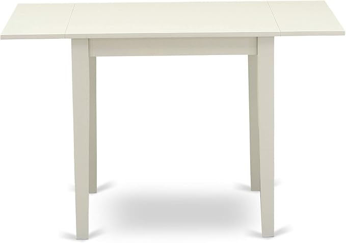 East West Furniture NDVA5-LWH-C 5 Piece Modern Dining Table Set Includes a Rectangle Wooden Table with Dropleaf and 4 Linen Fabric Dining Room Chairs, 30x48 Inch, Linen White