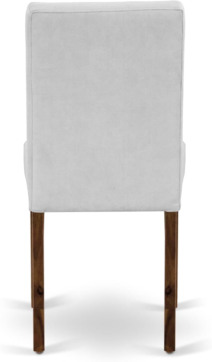East West Furniture DLAS3-AWA-27 3 Piece Mid Century Modern Dining Set contain A Wood Table and 2 Light Gray Polyester Fabric Mid Century Modern Dining Chairs, Antique Walnut