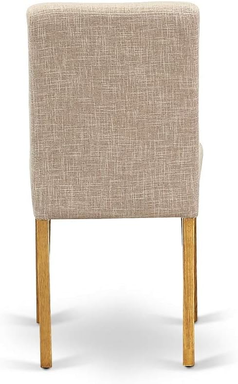 East West Furniture VAAB9-OAK-04 9 Piece Dining Table Set Includes an Oval Dining Room Table with Butterfly Leaf and 8 Light Tan Linen Fabric Parsons Chairs, 40x76 Inch, Oak