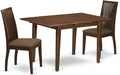 East West Furniture PSIP3-MAH-C 3 Piece Dining Room Table Set Contains a Rectangle Wooden Table with Butterfly Leaf and 2 Linen Fabric Kitchen Dining Chairs, 32x60 Inch, Mahogany