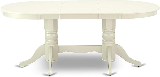 East West Furniture VABO9-LWH-W 9 Piece Modern Dining Table Set Includes an Oval Wooden Table with Butterfly Leaf and 8 Kitchen Dining Chairs, 40x76 Inch, Linen White