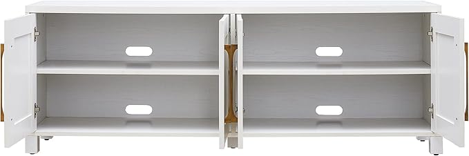 Henn&Hart Rectangular TV Stand for TV's up to 80" in White, TV Stands for the Living Room