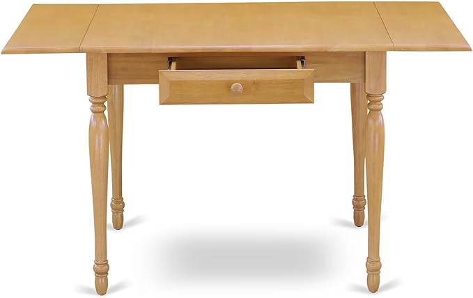 East West Furniture MZGR3-OAK-W 3 Piece Dining Room Furniture Set Contains a Rectangle Dining Table with Dropleaf and 2 Wood Seat Chairs, 36x54 Inch, Oak