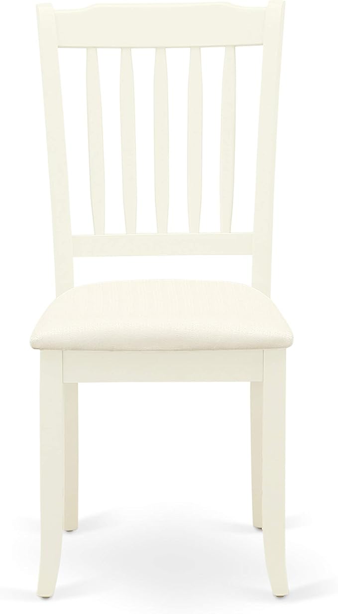East West Furniture HBDA5-LWH-C 5 Piece Kitchen Table & Chairs Set Includes a Round Dining Room Table with Pedestal and 4 Linen Fabric Upholstered Chairs, 42x42 Inch, Linen White