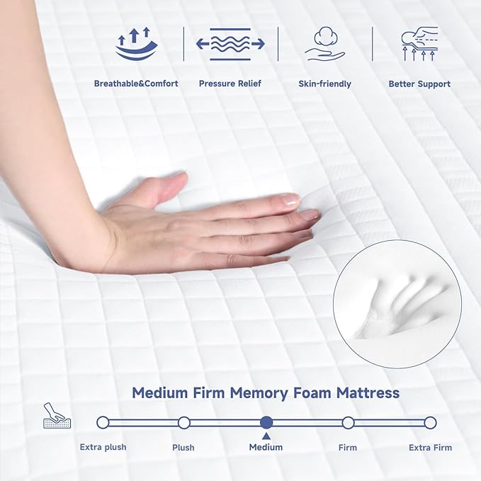SDHYL Queen Mattress, 10 Inch Gel Infused Memory Foam Mattress for Good Sleep, Bed in a Box Mid Firm CertiPUR-US Certified & Fiberglass Free, Washable Cover, 80"*60"