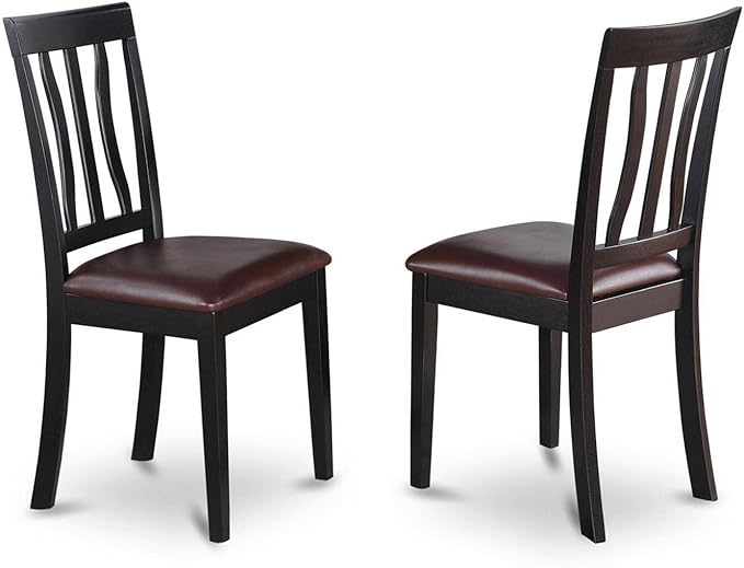 East West Furniture DLAN3-BLK-LC 3 Piece Dinette Set for Small Spaces Contains a Round Dining Table with Dropleaf and 2 Faux Leather Upholstered Dining Chairs, 42x42 Inch, Black