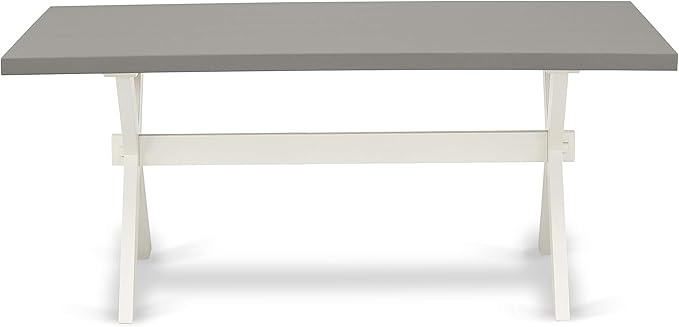 East West Furniture X097EL207-6 6 Piece Kitchen Table Set Contains a Rectangle Dining Table with X-Legs and 4 Gray Linen Fabric Parson Chairs with a Bench, 40x72 Inch, Multi-Color