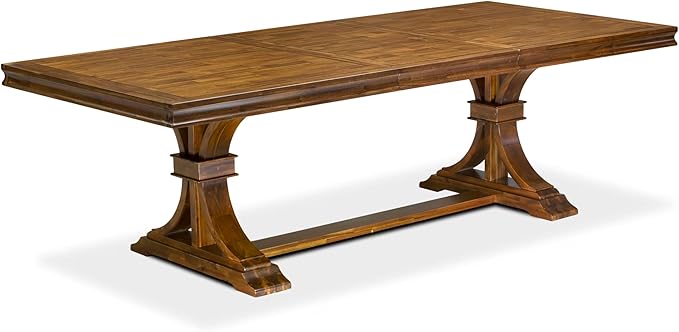 LEMA9-AWA-36 9 Pieces Kitchen Table Set Includes a Rectangular Dining Table and 8 Light Beige Polyester Fabric Dining Chairs, Antique Walnut Finish