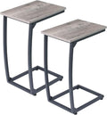 C-Shaped End-Table Set of 2 - Side Table for Couch,Curved Support Legs, Slide Under Couch Table for Sofa, TV Tray Table for Living Room Bedroom（Lvory）