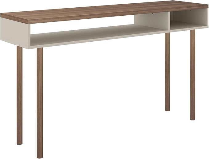 Manhattan Comfort Windsor Modern 2 Shelves Entryway Accent Console Table, 47.24", Off White and Nature