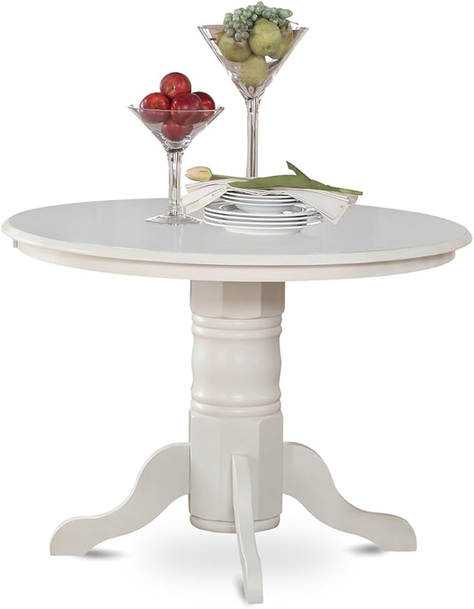 East West Furniture SHCL5-LWH-W 5 Piece Dining Table Set for 4 Includes a Round Kitchen Table with Pedestal and 4 Kitchen Dining Chairs, 42x42 Inch, Linen White