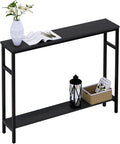Narrow Console Table, 39.4” Sofa Table with Adjustable Shelf, 2-Tier Long Skinny Table for Hallway, Entryway, Living Room, Foyer, Black