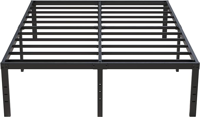 18 Inch California King Bed Frames No Box Spring Need, Platform Cal King Bed Frame with High Storage, Eassy Assembly 3,500 Lbs Heavy Duty Bedframes, Black